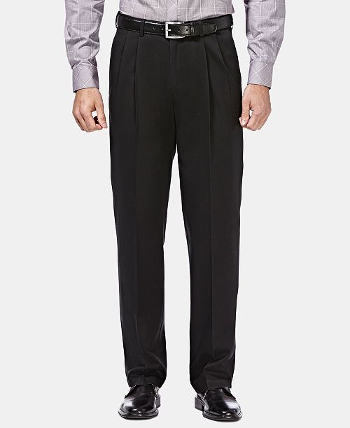 alfani Haggar Men's Premium No Iron Khaki Classic Fit Pleat Hidden Expandable Waist Pants Men's Fashion & Accessories