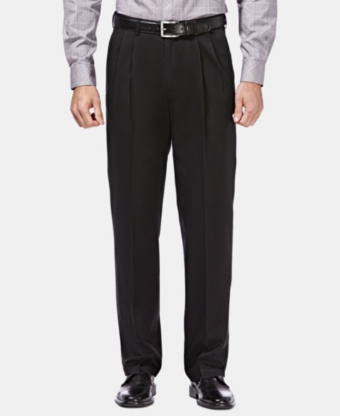 Мужские брюки Haggar Men's Premium No Iron Khaki Classic Fit Pleat Hidden Expandable Waist Pants
