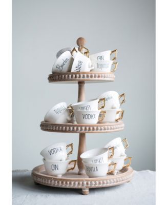 Round 3-Tier Decorative Wood Tray