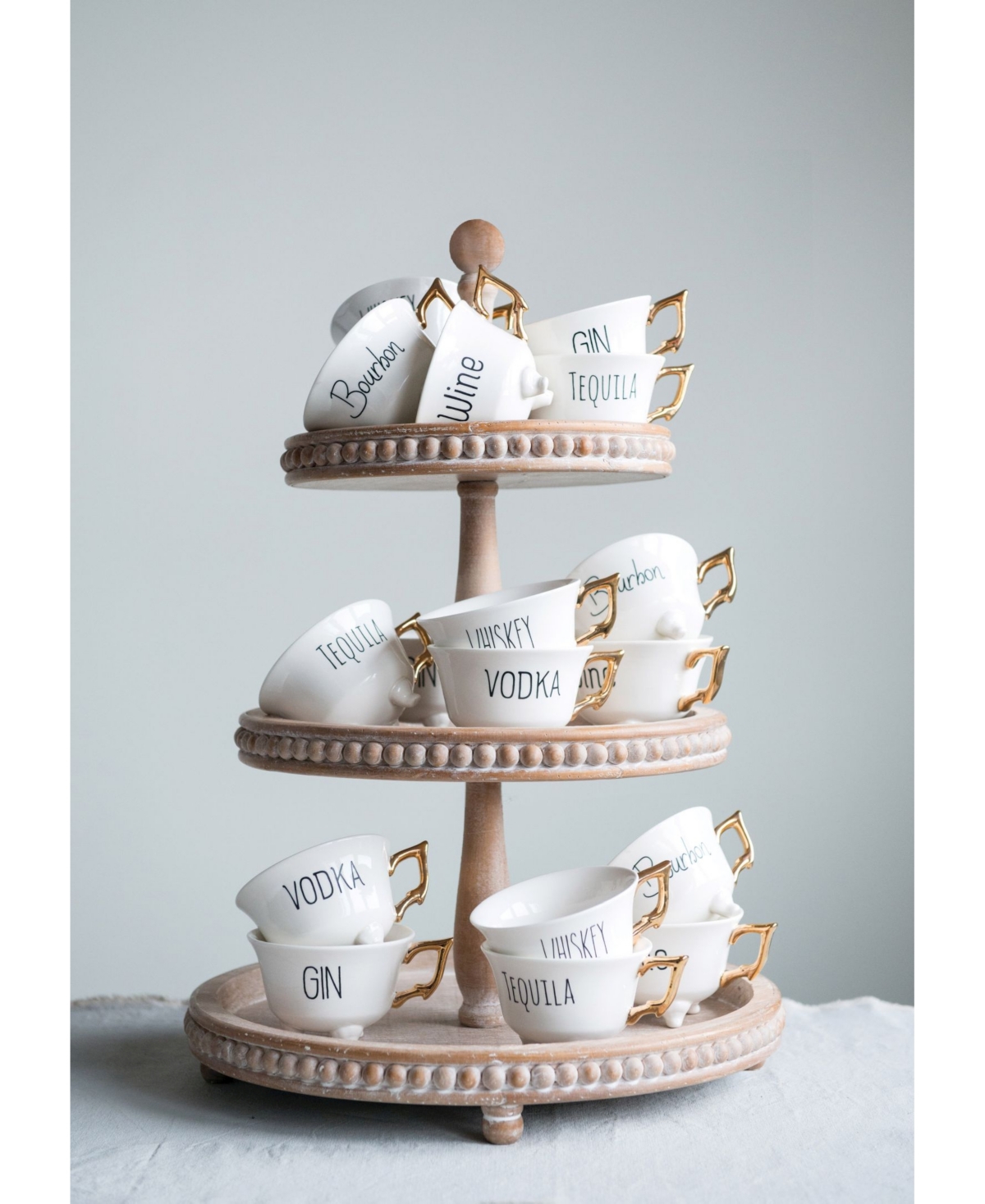 Round 3-Tier Decorative Wood Tray