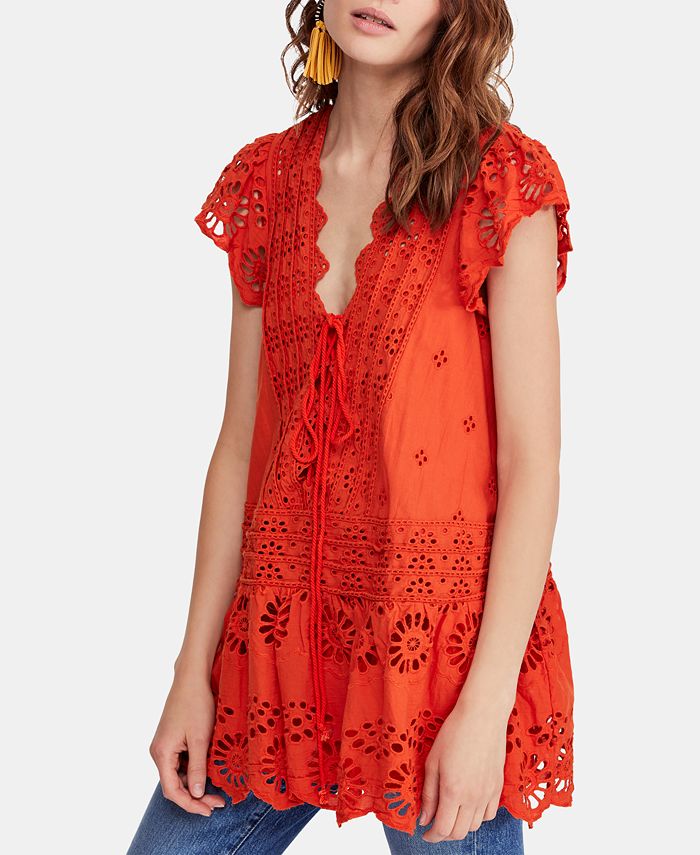 Free People Cotton Esperanza Eyelet Top Macy s