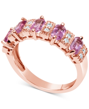 image of Pink Sapphire (3-1/6 ct. t.w.) and Diamond (1/6 ct. t.w.) Ring in 14k Rose Gold