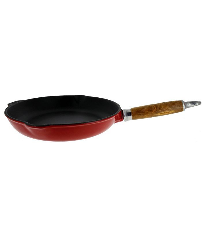 Chasseur French Enameled Cast Iron 10" Fry Pan with Wood Handle and