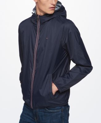 Men's Zip-Front Hooded Nylon Windbreaker
