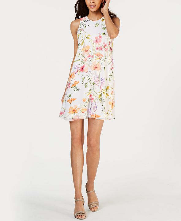 Calvin Klein Printed Sleeveless Swing Dress & Reviews - Dresses - Women ...