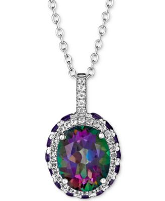 Macy's - Multi-Gemstone Pendant Necklace (4-3/4 ct. t.w.) in Sterling Silver, 16" + 2" extender