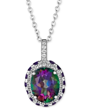 image of Multi-Gemstone Pendant Necklace (4-3/4 ct. t.w.) in Sterling Silver, 16