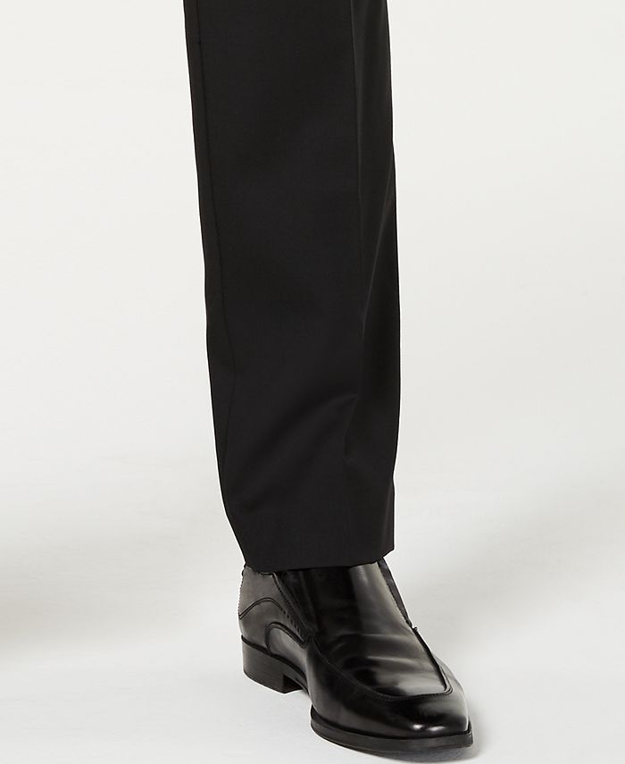 Kenneth Cole Unlisted Black Solid Pleated Slim-Fit Dress Pants - Macy's