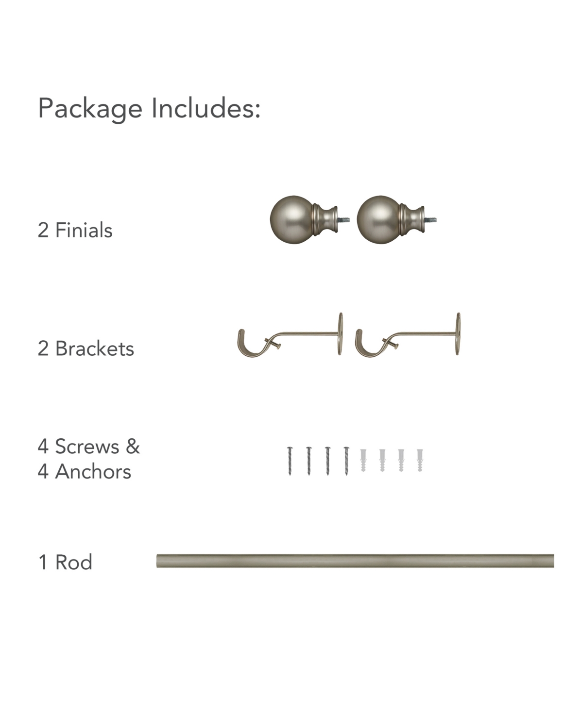 Cordelia Adjustable 28"-48" Curtain Rod with Ball Finials