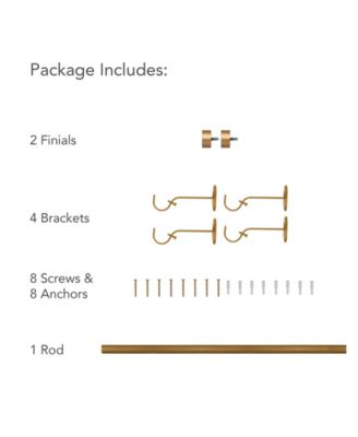 Serena 1" Diameter Adjustable Curtain Rod Set with Contemporary Cap Finials