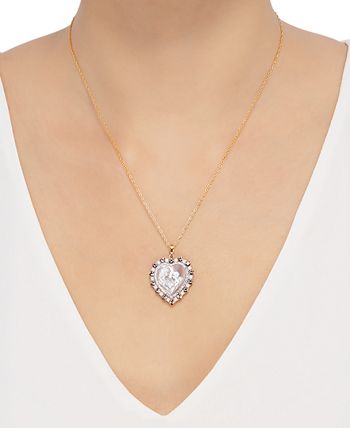 Macy's - Mother of Pearl (16 x 16mm) Cameo Heart 18" Pendant Necklace in 18k Rose Gold over Sterling Silver