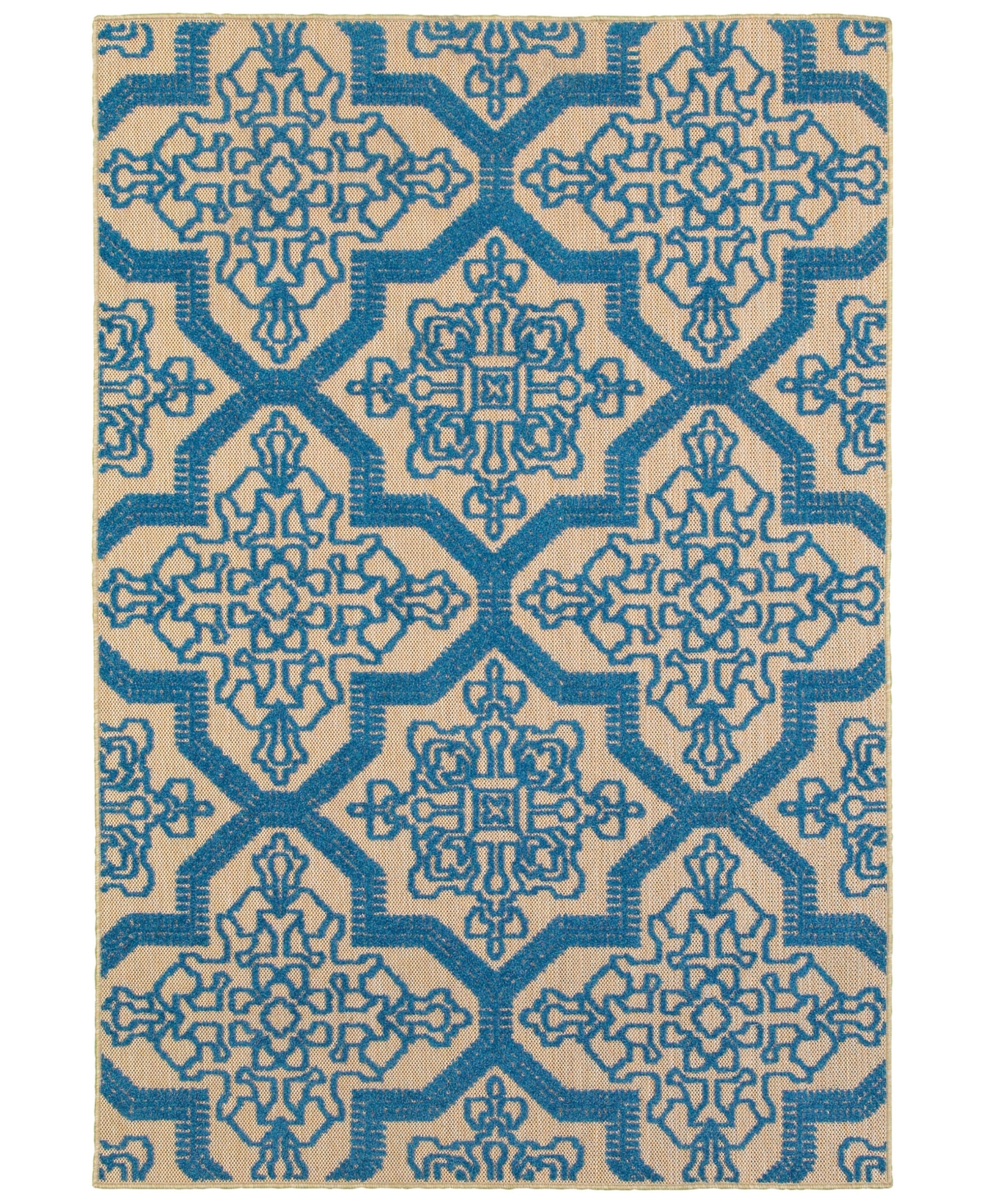 Oriental Weavers Cayman 2541M Sand/Blue 7'10in x 10'10in Indoor/Outdoor Area Rug - Sand/Blue