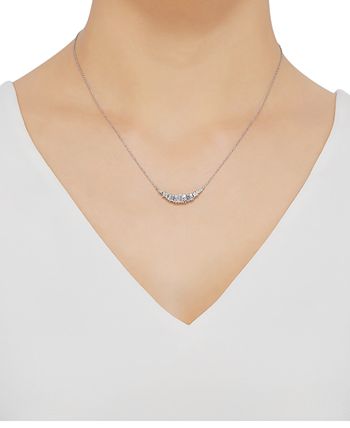 Arabella - Cubic Zirconia Heart 18" Statement Necklace in Sterling Silver