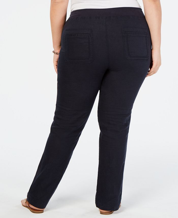 Tommy Hilfiger Plus Size Linen Slim-Leg Pants, Created for Macy's - Macy's