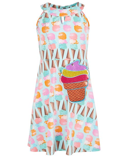 Us Angels Big Girls 2 Pc Ice Cream Print Dress Purse Set