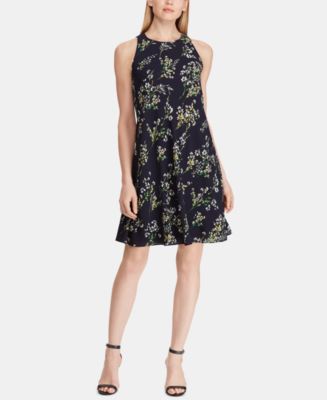 Lauren Ralph Lauren Petite Floral-Print Crepe A-Line Dress - Macy's