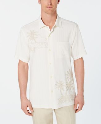 Tommy Bahama Men's Big & Tall Anchor Management Embroidered Silk Camp Shirt - Ultimate Gray