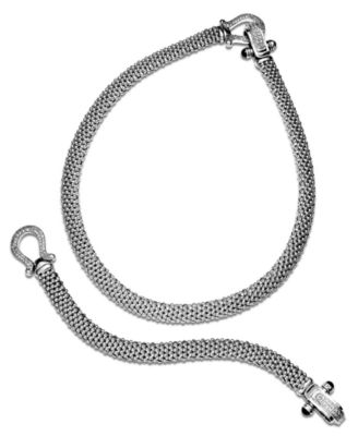 MACY'S STERLING SILVER JEWELRY COLLECTION DIAMOND MESH ENSEMBLE