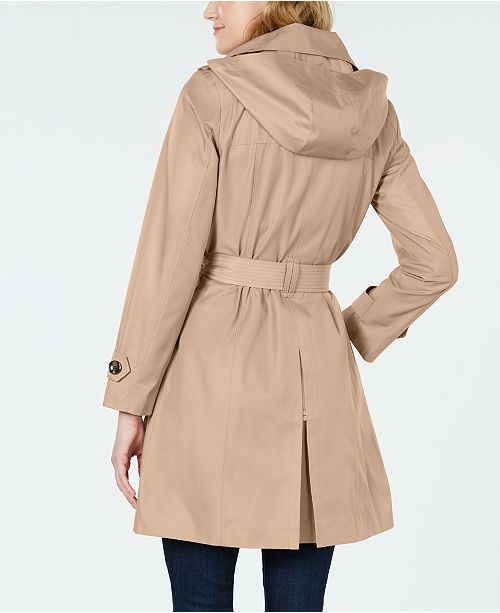 London Fog Hooded Double-Breasted Water-Repellent Trench Coat & Reviews ...