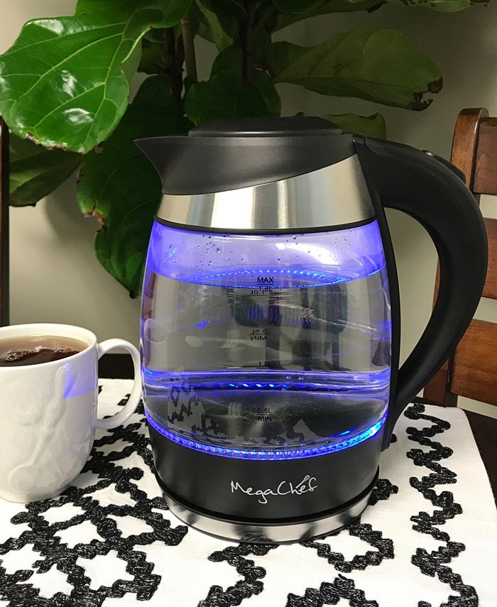 MegaChef 1.8Lt. Glass and Stainless Steel Electric Tea Kettle Macy's
