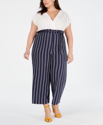 solid and striped jumpsuit