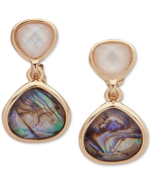 image of Anne Klein Gold-Tone Stone Drop E-z Clip-on Earrings
