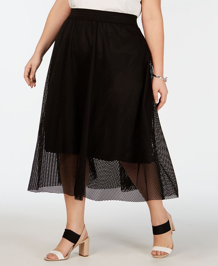 Alfani Plus Size Mesh Midi Skirt, Created for Macy's - Macy's