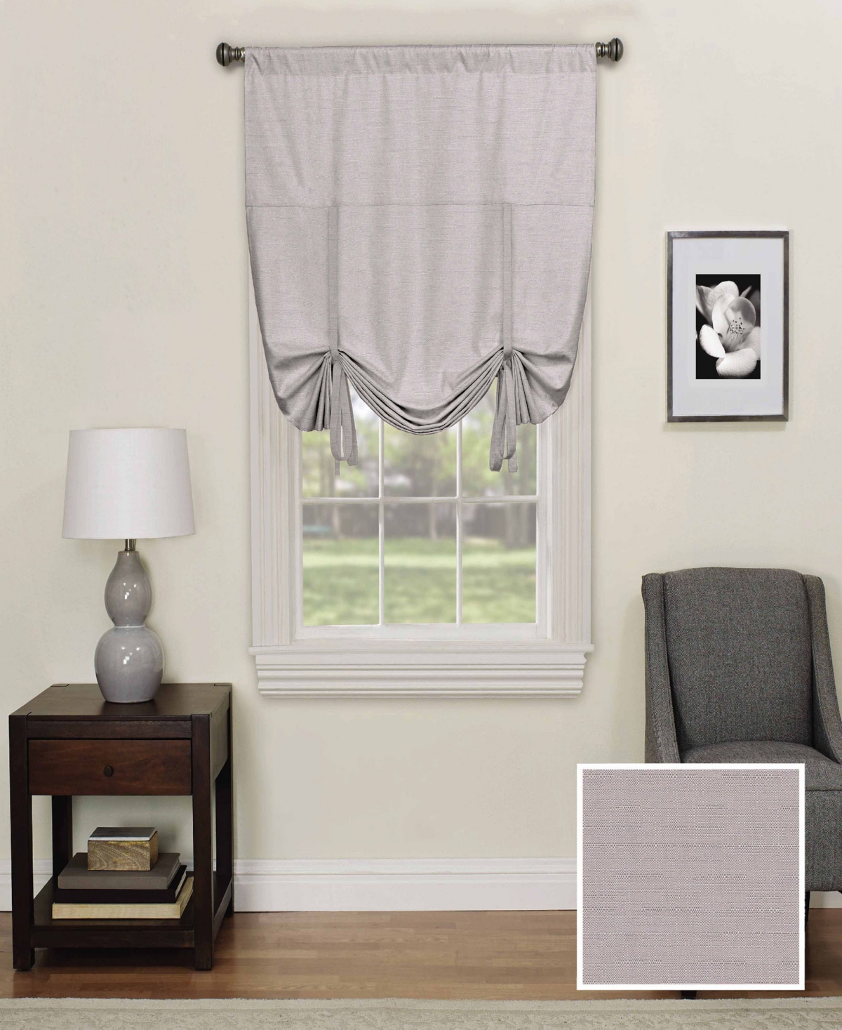Shop Eclipse Kendall Blackout Tie-up Shade, 42" X 63" In Grey