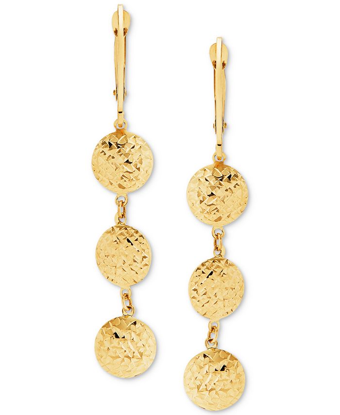 Italian Gold Textured Ball Triple Drop Earrings in 14k Gold - Macy's