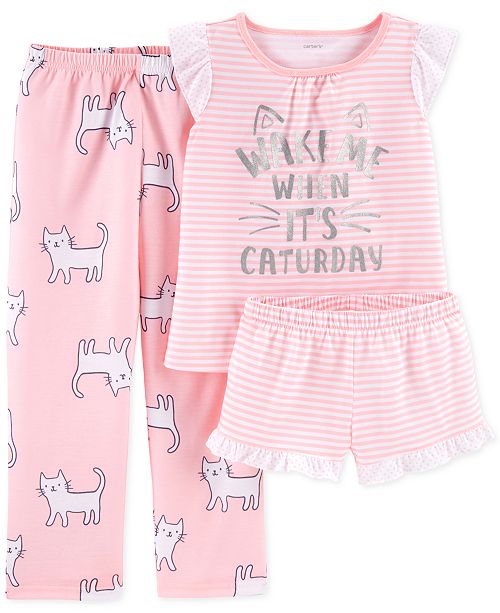 Carter's Little Girls 3Pc. Cat Graphic Pajamas Sets & Reviews