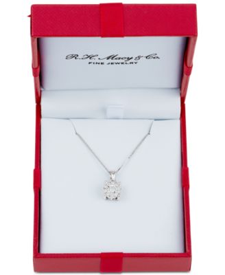 Diamond Halo 18 Pendant Necklace (1/3 ct. t.w.) in 14k White, Yellow or Rose Gold