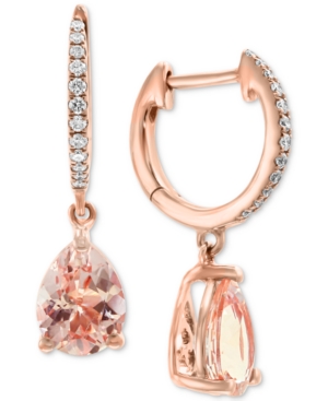 image of Effy Morganite (1-9/10 ct. t.w.) & Diamond (1/10 ct. t.w.) Drop Earrings in 14k Rose Gold