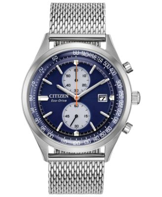 Citizen - Men's Chronograph Chandler Stainless Steel Mesh Bracelet Watch 43mm