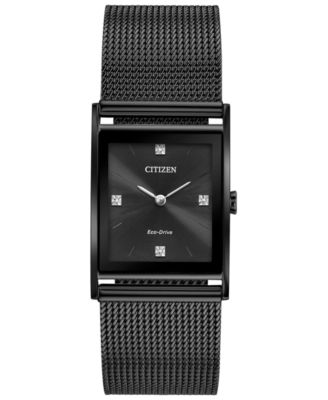 Citizen - Unisex Axiom Black Stainless Steel Mesh Bracelet Watch 26mm