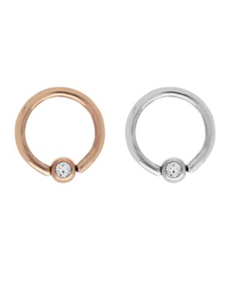 Bodifine Stainless Steel Set of 2 Colors Crystal Cartilage Rings - Macy's