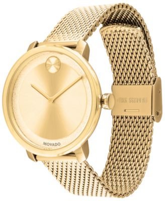 Movado Women's Swiss BOLD Gold-Tone Stainless Steel Mesh Bracelet Watch ...