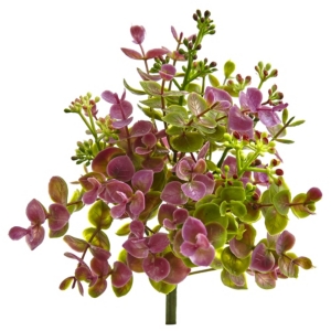 Nearly Natural 8" Eucalyptus And Sedum Artificial Plant, Set Of 12 In Pink