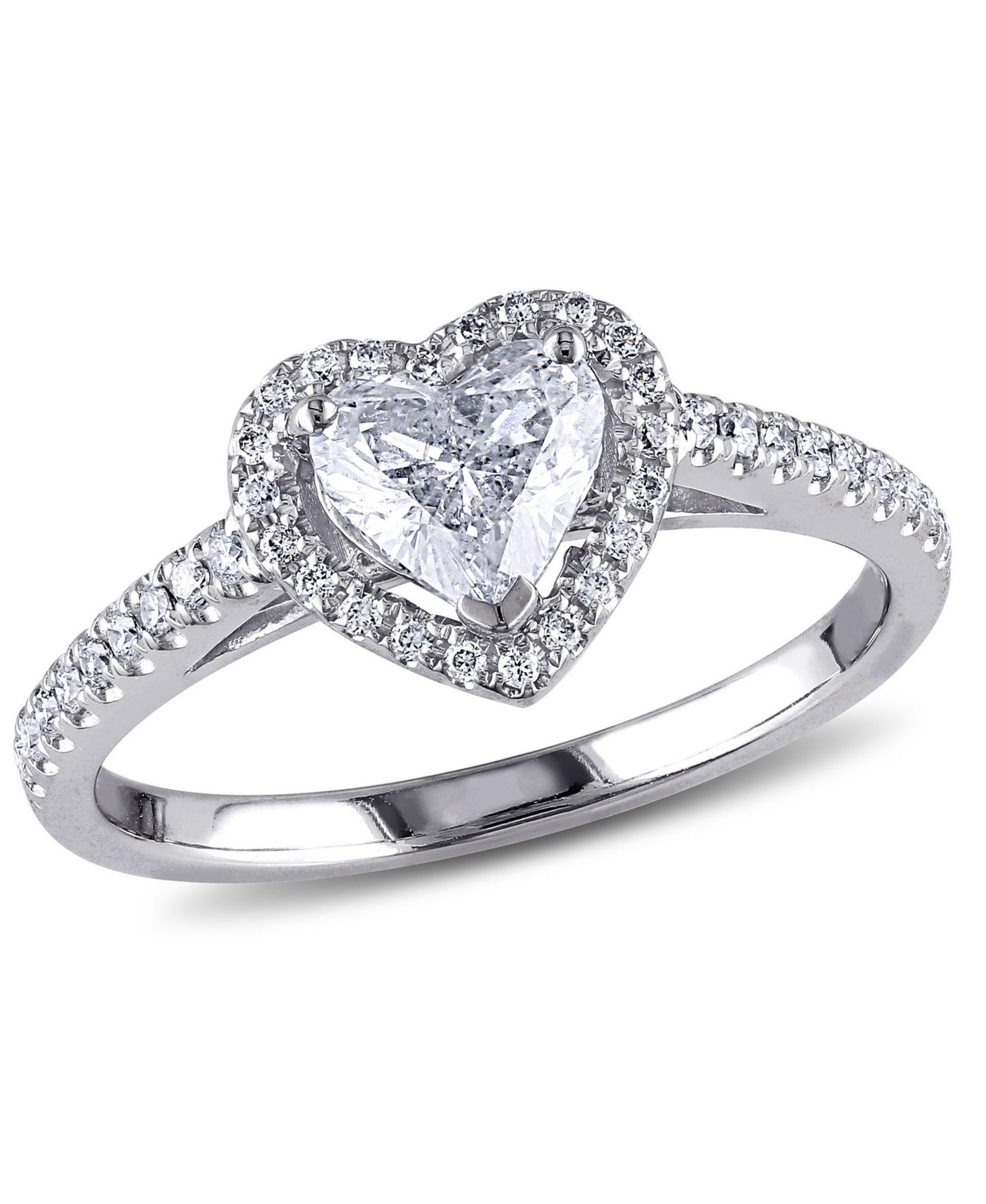 Certified Diamond (7/8 ct. t.w.) Heart-Shape Halo Engagement Ring in 14k White Gold