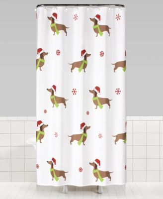Saturday Knight - Dachshund Chritmas Fabric Shower Curtain