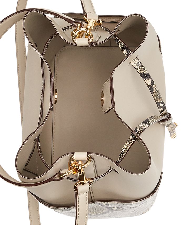 Lauren Ralph Lauren Dryden Debby Python-Embossed Drawstring Bag - Macy's