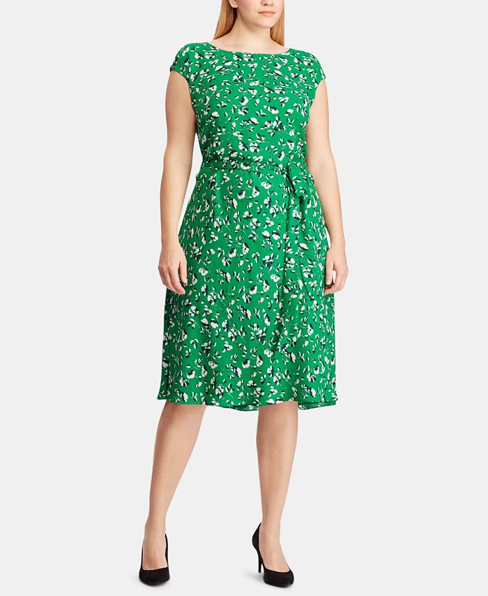 Lauren Ralph Lauren Plus Size Floral-Print Georgette Dress - Macy's