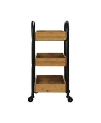 Portable Storage Cart with 3 Easy Removable Bamboo Trays