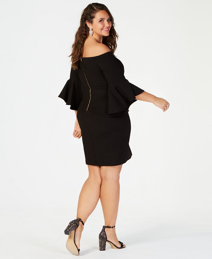 Teeze Me Trendy Plus Size Off-The-Shoulder Bell-Sleeve Dress - Macy's