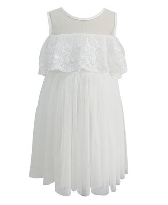 Popatu Toddler & Big Girls White Lace Off Shoulder Dress - Macy's