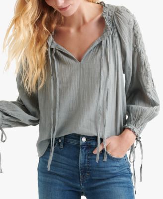 Lucky Brand - Embroidered Cotton Peasant Top