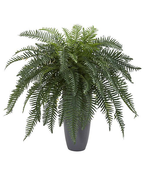 Nearly Natural River Fern Artificial Plant In Cylinder Planter Reviews Home Macy S