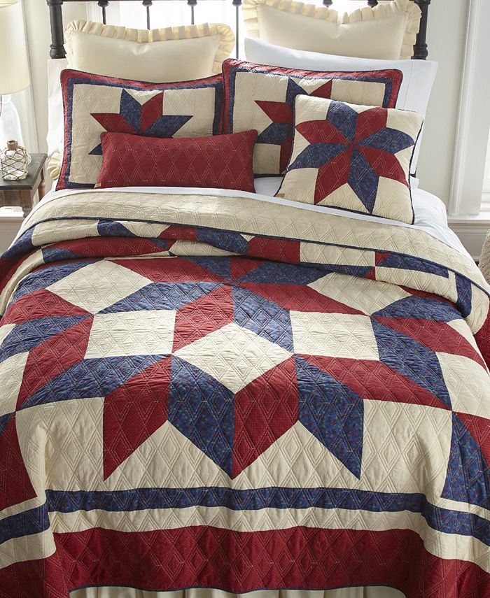 American Heritage Textiles Gatlinburg Star 3 Piece Cotton Quilt Set King Macy's