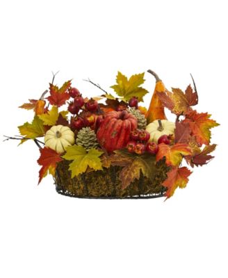 Nearly Natural Large Pumpkin, Gourd, Berry and Maple Leaf Artificial ...