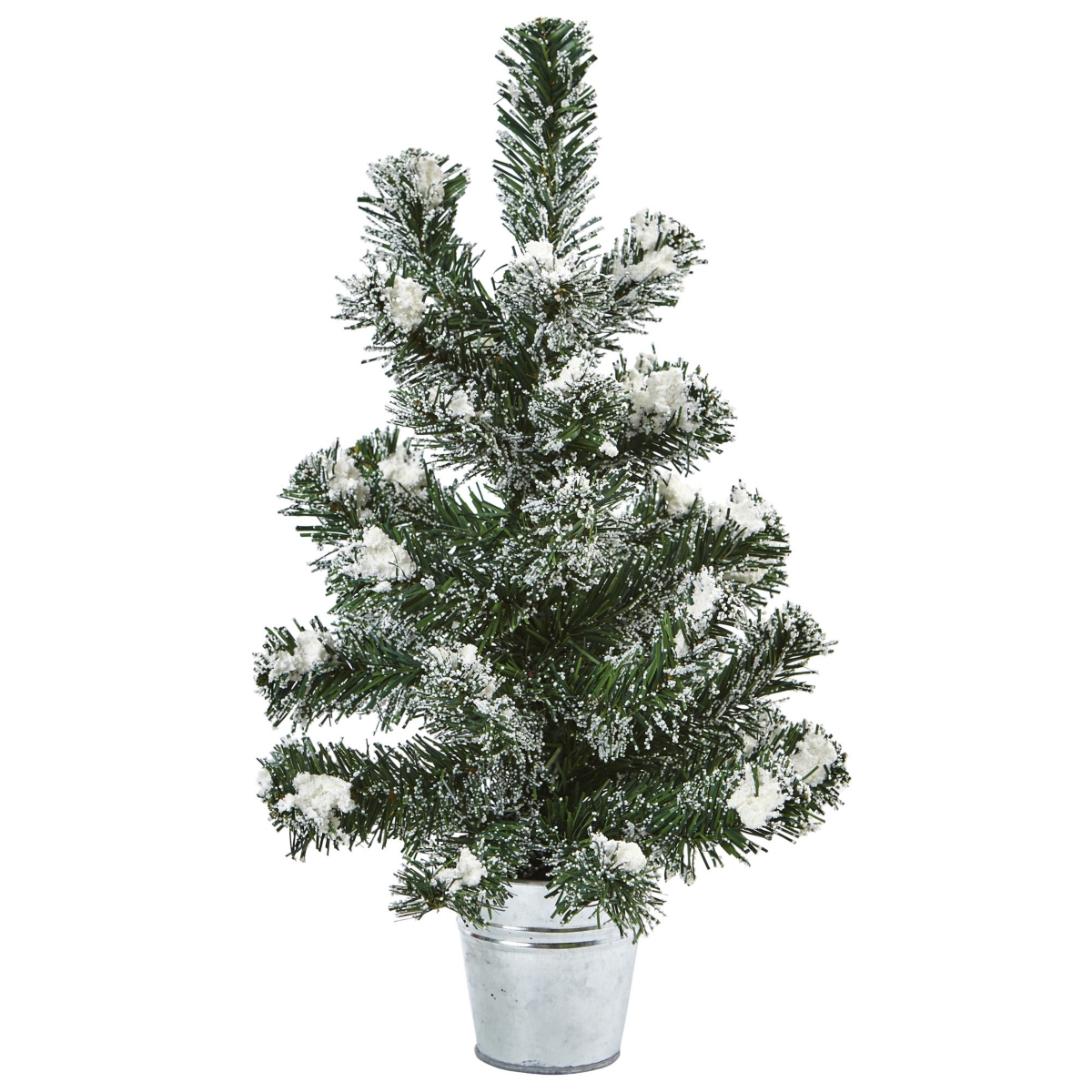 Nearly Natural Snowy H Mini Pine Trees w/ Tin Planters, Set of 2