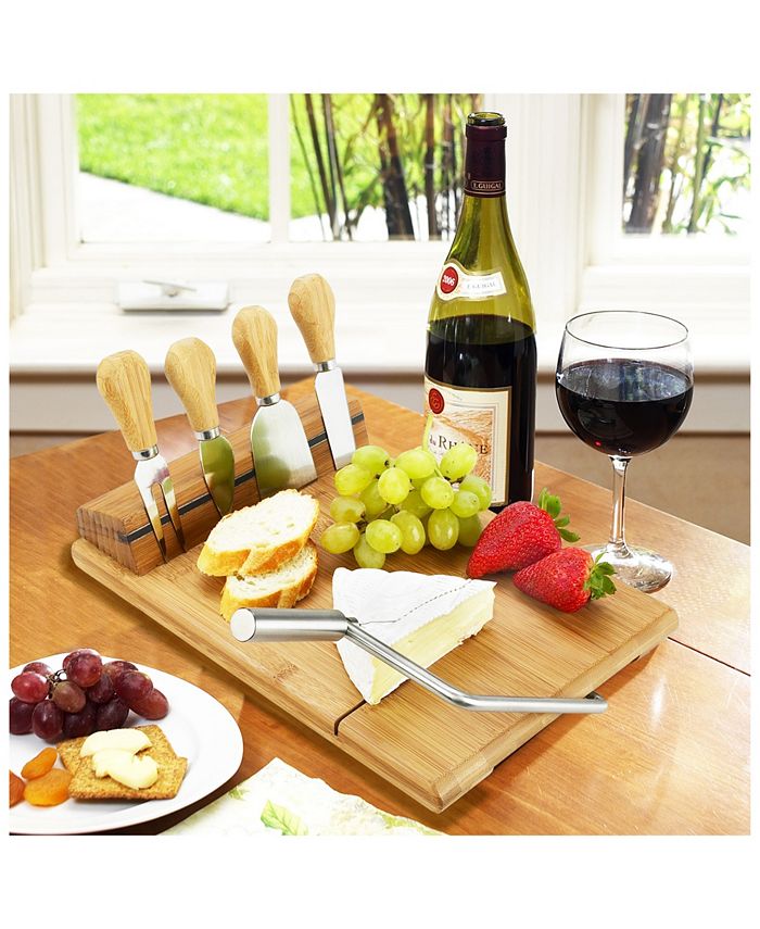 Picnic At Ascot Stilton Bamboo Cheese Board Set with Wire Slicer and 4